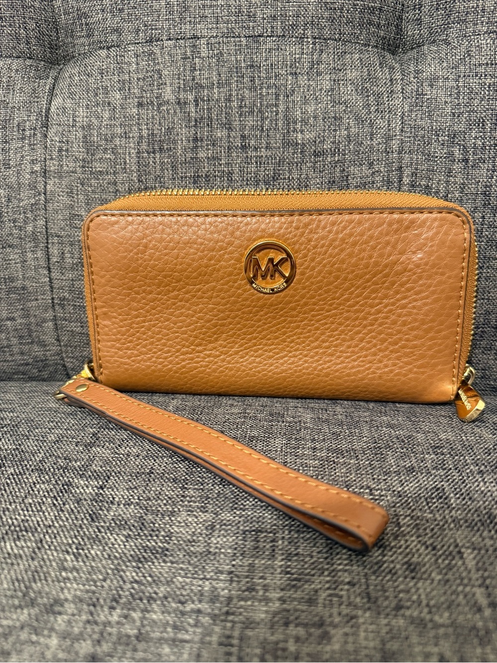 Michael Kors Tan Leather Wristlet Clutch